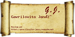 Gavrilovits Jenő névjegykártya